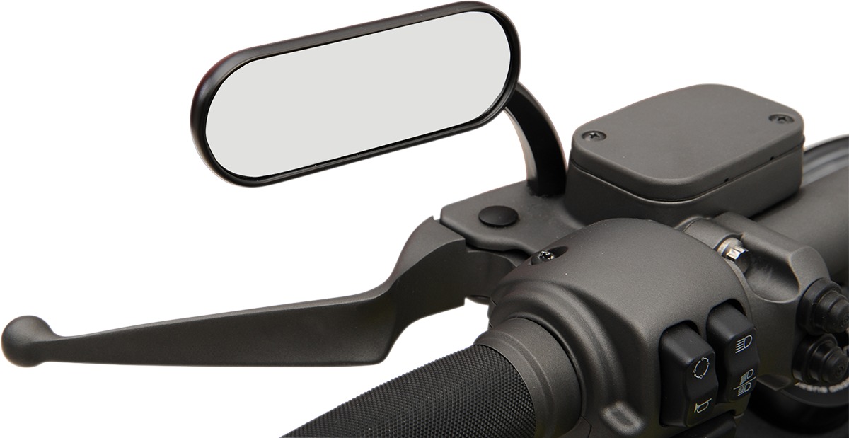 Arlen Ness Micro Mirrors - Mini Oval Black Left 4.5"x1.5" - Click Image to Close