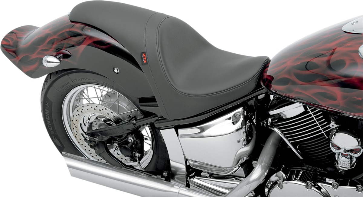 Predator Smooth Vinyl 2-Up Seat Black Low - For 1100 V-Star Custom - Click Image to Close