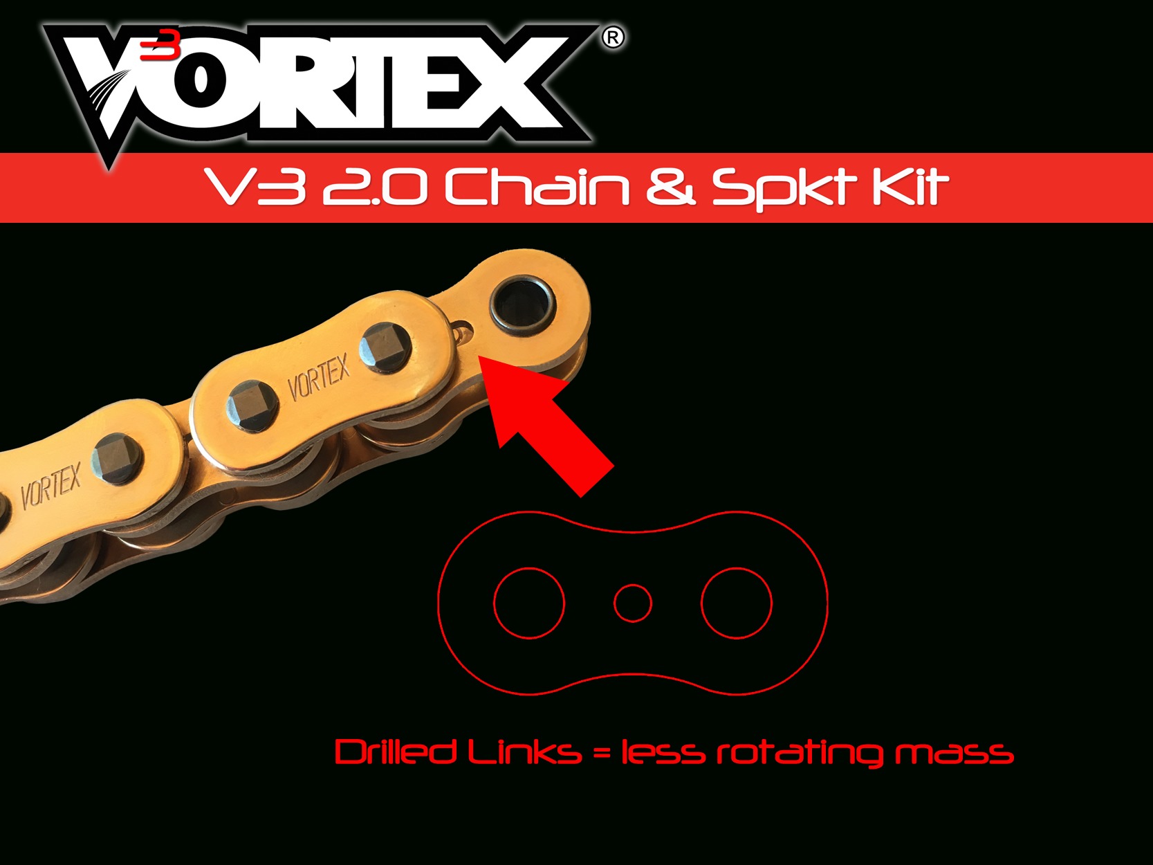 V3 Chain & Sprocket Kit Black RX Chain 520 15/43 Hardcoat Aluminum - For 17-18 Honda CBR1000RR - Click Image to Close