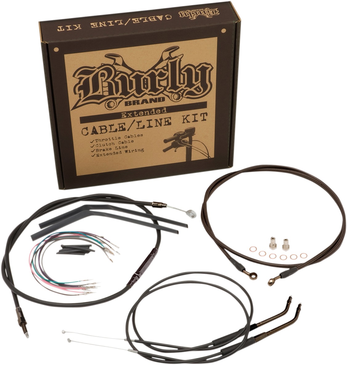 Extended Black Control Cable Kit For 12" T-Bar Handlebars - Fits 14-21 Harley Davidson XL1200 & XL883 Models - Click Image to Close