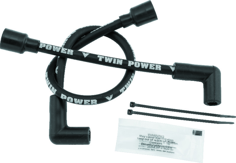 TwinPower Ignition Wire Set Black For Harley FL FX Softail Dyna XL - Black ignition wire set For 65-99 Harley models - Click Image to Close