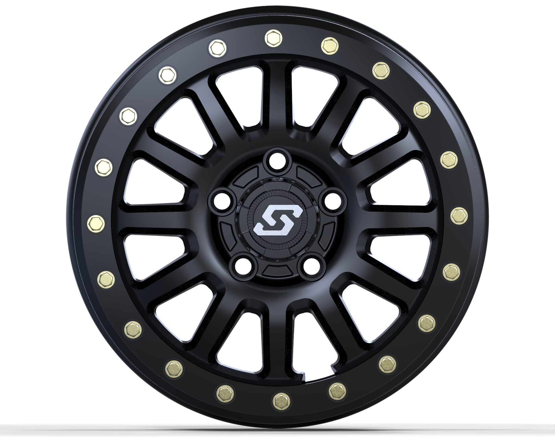 Sedona Sano Beadlock Wheel 15x7 5/4.5 6+1 +50mm Black - 15x7 beadlock wheel, 5/4.5 bolt, +50mm offset, Black - Click Image to Close