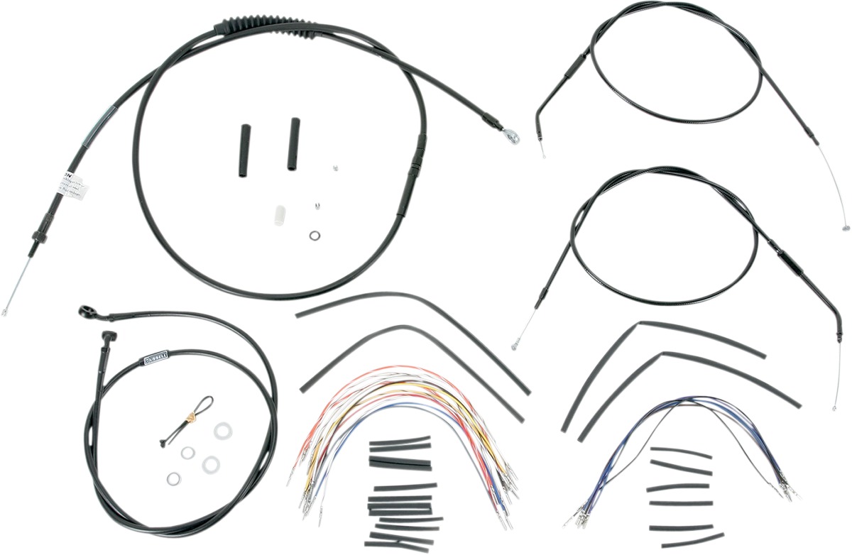 Extended Black Control Cable Kit For Sportsters with 14" Tall Apehangers - Click Image to Close