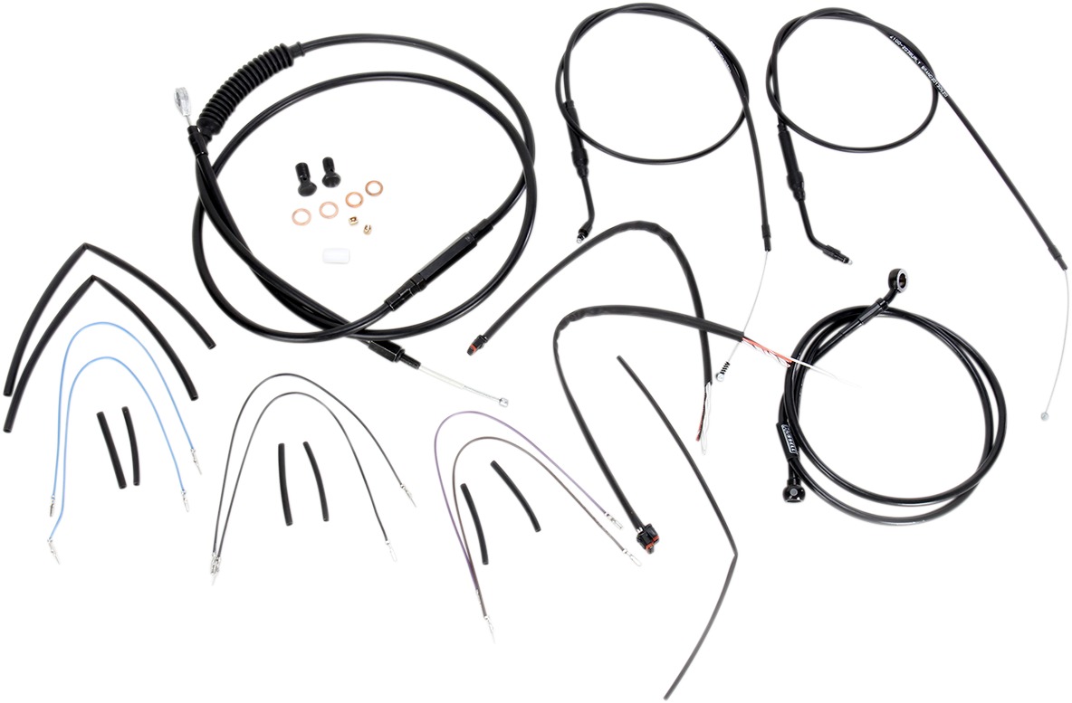 Extended Black Control Cable Kit For Dynas - 14" tall bars (non-ABS) - Click Image to Close