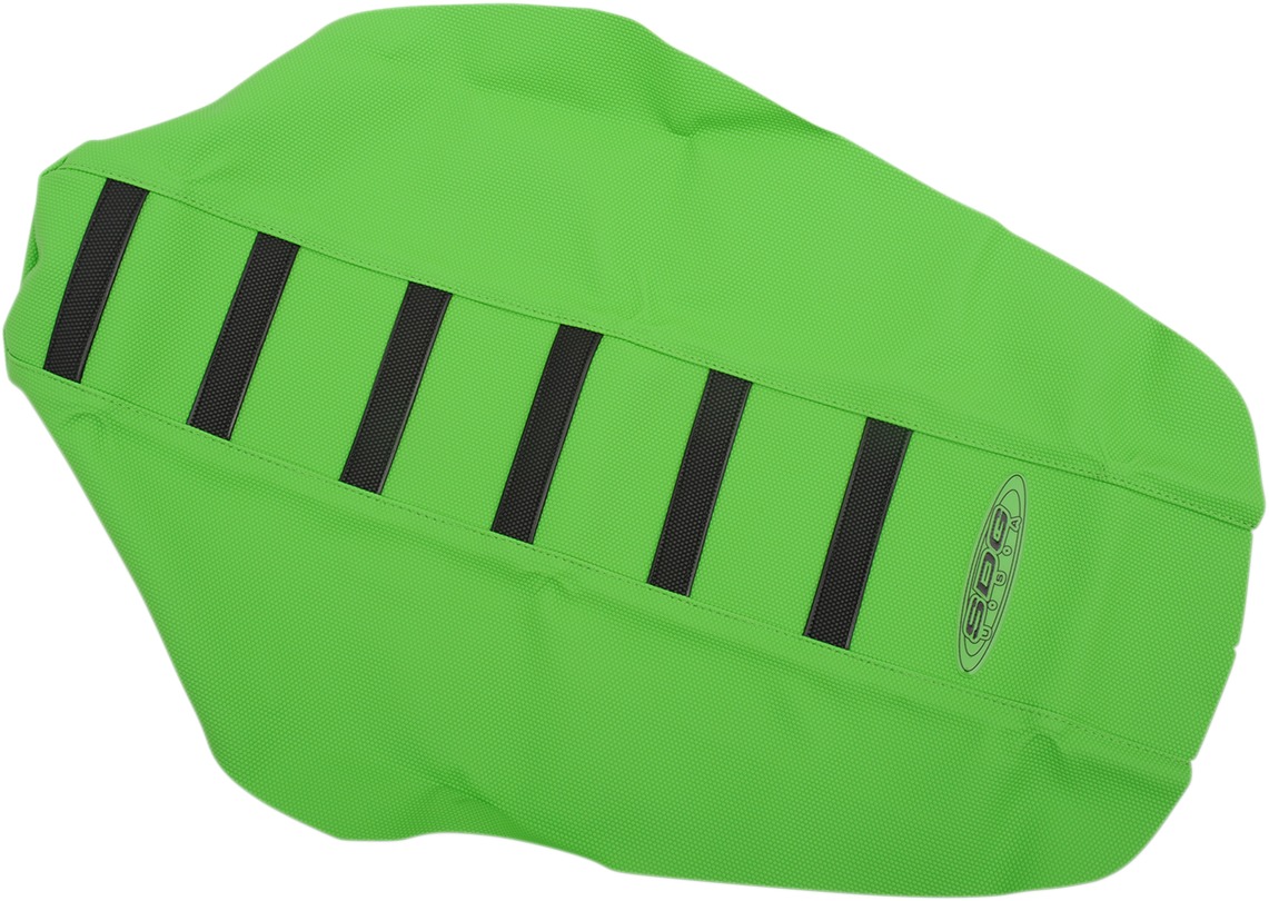 6-Rib Water Resistant Seat Cover Green/Black - For 14-18 Kawasaki KX100 KX85 - Click Image to Close
