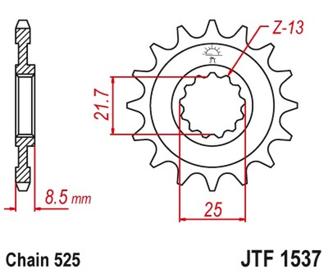 Front Steel Countershaft Sprocket - 15 Tooth 525 - Click Image to Close