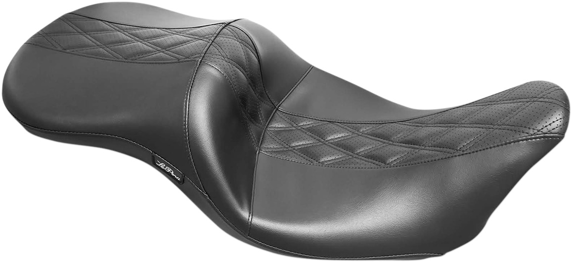 Maverick Double Diamond Vinyl 2-Up Seat - Black - For 08-20 HD FLH FLT - Click Image to Close