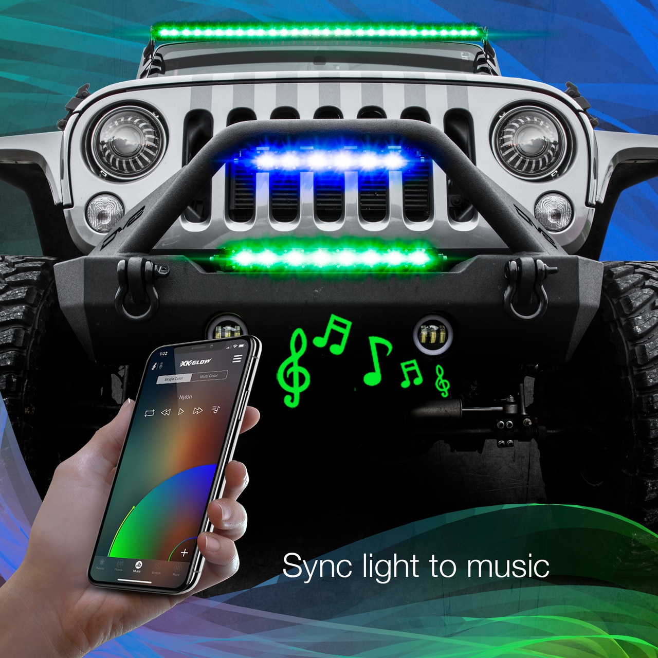 50" Multi-Color XKChrome RGBW LED Light Bar w/Bluetooth - Click Image to Close