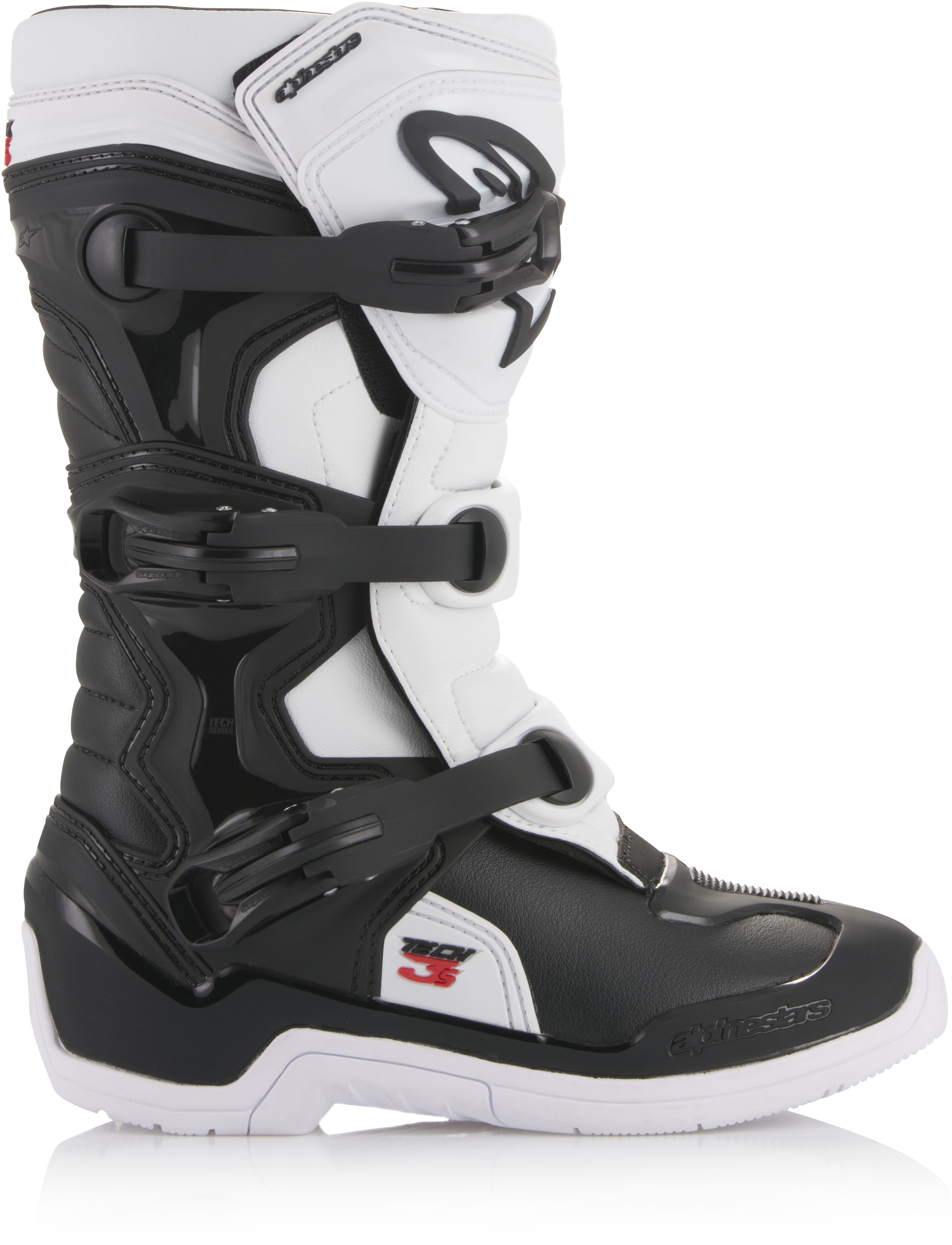 Tech 3S Youth MX Boots Black/White Size 6 - Click Image to Close