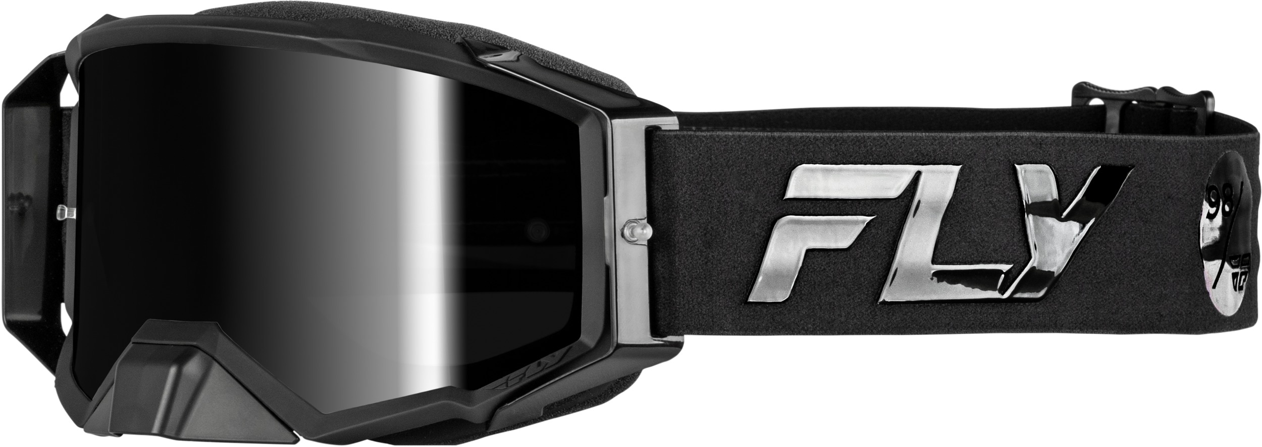 FLY RACING Zone Pro Goggles Black/Black w/ Smoke Lens - Premium goggles with black mirror/smoke lens - Click Image to Close