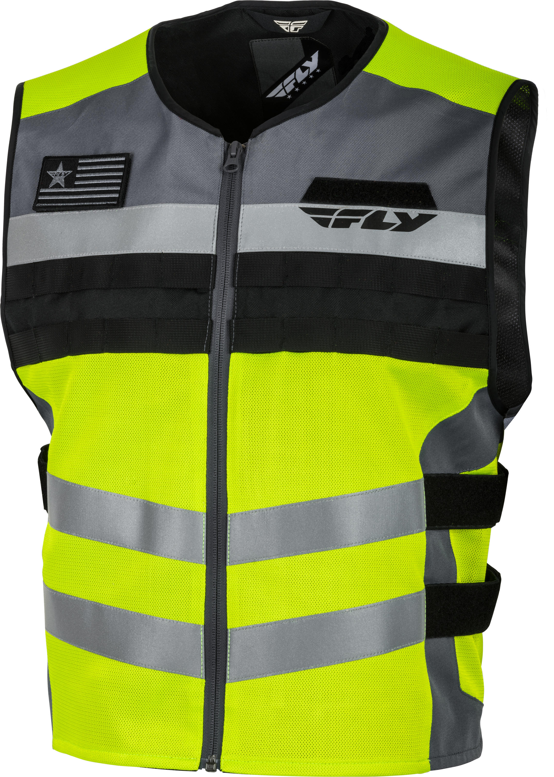 Fly Racing Fast Pass Vest Hi-Vis Yellow LG/XL - High-visibility riding vest, size LG/XL - Click Image to Close
