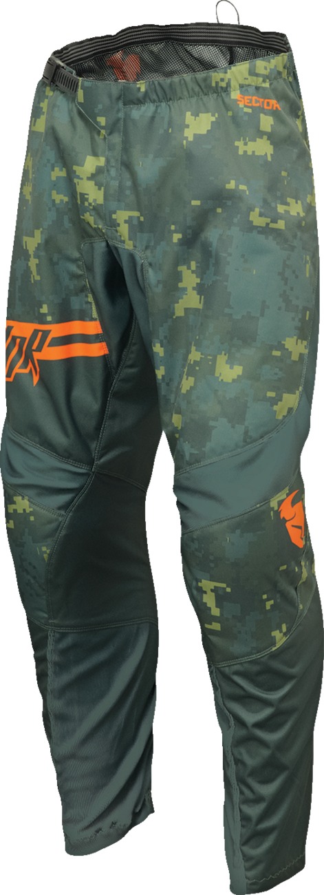 Thor Youth Sector Digi Pants Green Orange Camo Size 22 - Youth off-road race pants, Green/Orange, Size 22 - Click Image to Close