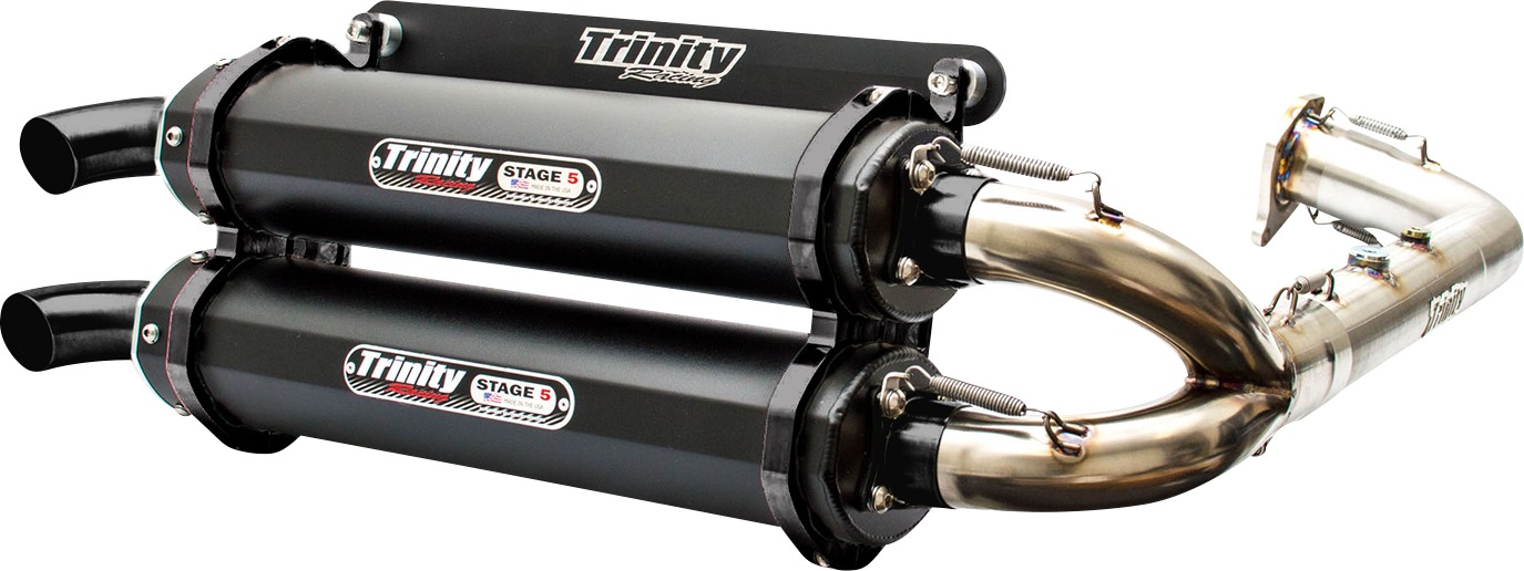 Black Cerakote Dual Full Exhaust - For 16-21 RZR XP Turbo & S - Click Image to Close