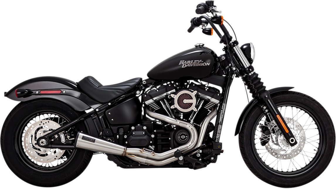 2-1 Upsweep Brushed Stainless Full Exhaust - For 18-20 HD Softail - Click Image to Close