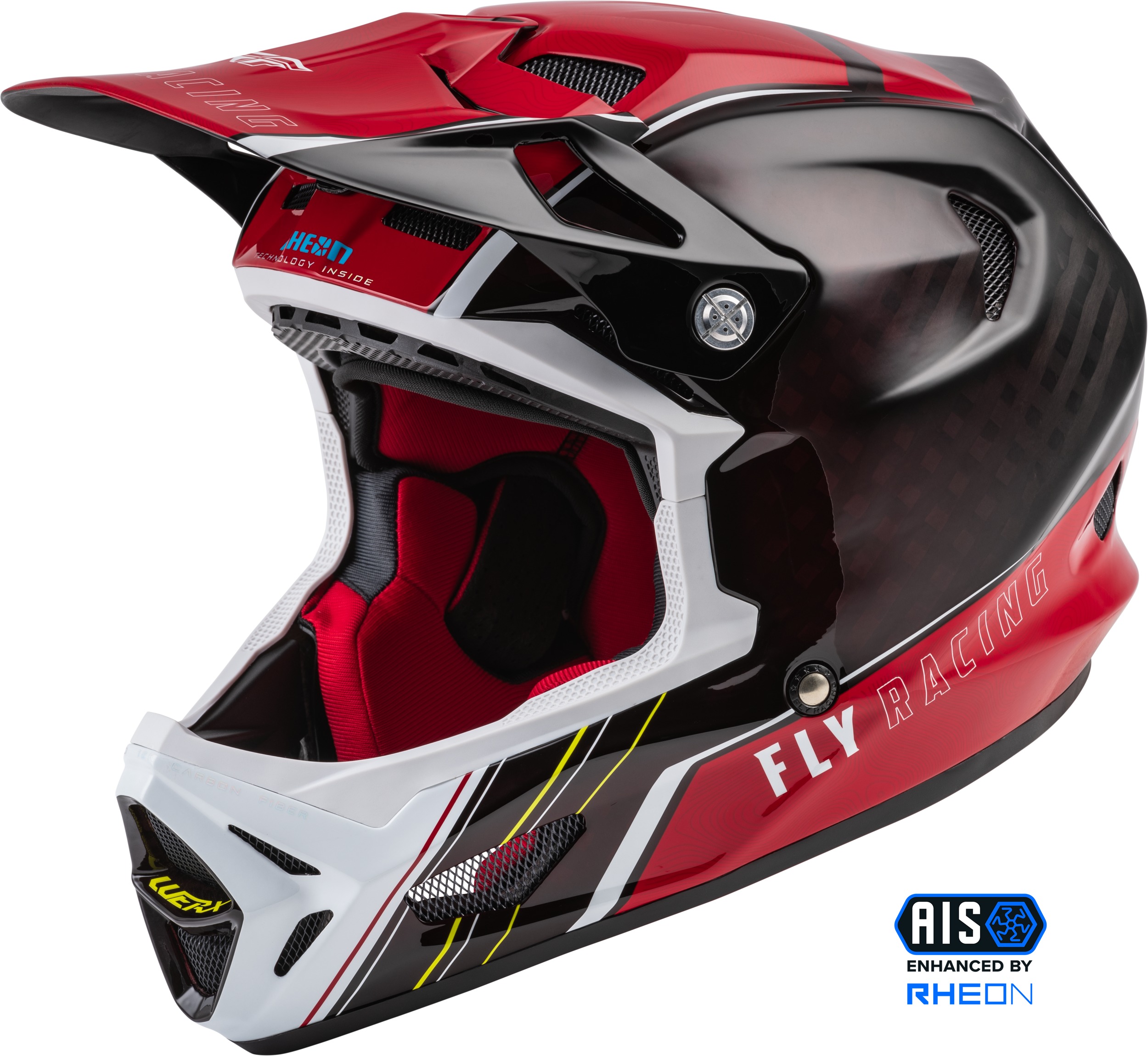 Fly Racing Werx-R Carbon Helmet Red Gloss Medium - Lightweight carbon full-face helmet in Red, Medium - Click Image to Close