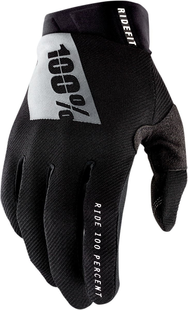 100% Men's Ridefit Gloves Black/White XL - ATV/Motocross/Off-Road - Click Image to Close
