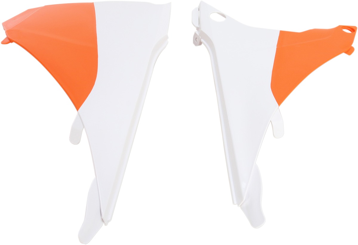 Air Box Covers - White/Orange - For 14-16 KTM 200-500 XC/EXC - Click Image to Close