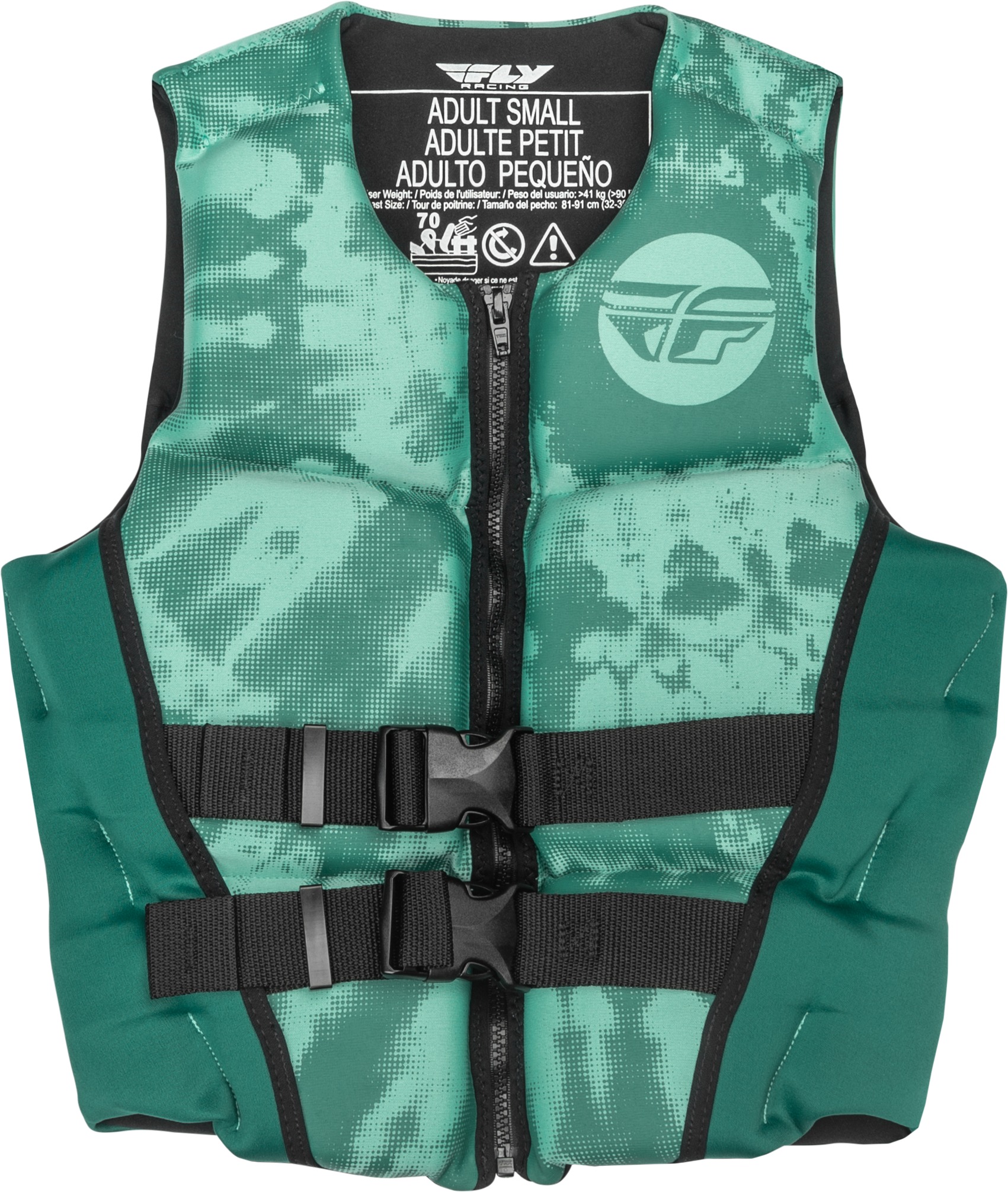 Fly Racing Women's Neoprene Flotation Vest Dark Teal/Light Teal XS - Women's XS flotation vest in dark/light teal - Click Image to Close
