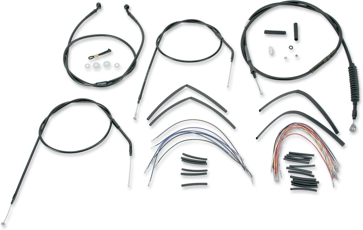 Extended Black Control Cable Kit 16" Tall Apehangers - HD Sportster - Click Image to Close