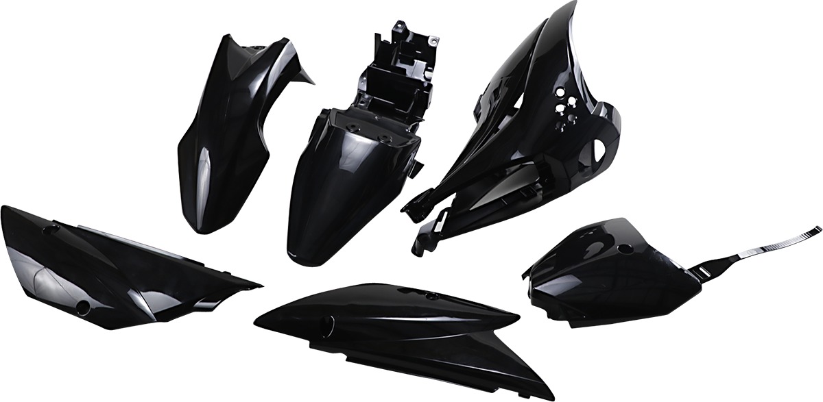 UFO Complete Black Plastic Kit Fits Kawasaki KLX110 - Click Image to Close