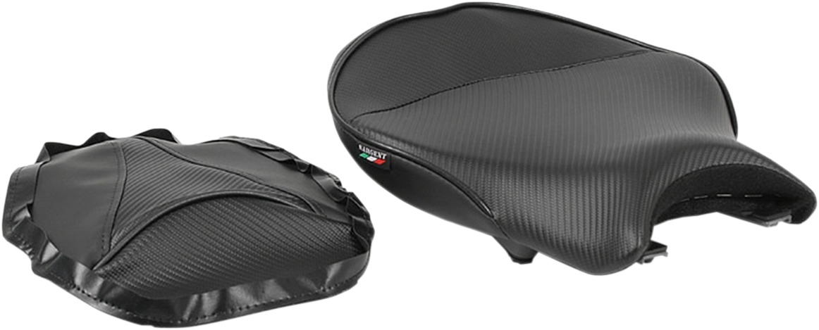 World Sport Performance Plain CarbonFX Vinyl Solo Seat Black w/Cover - Click Image to Close