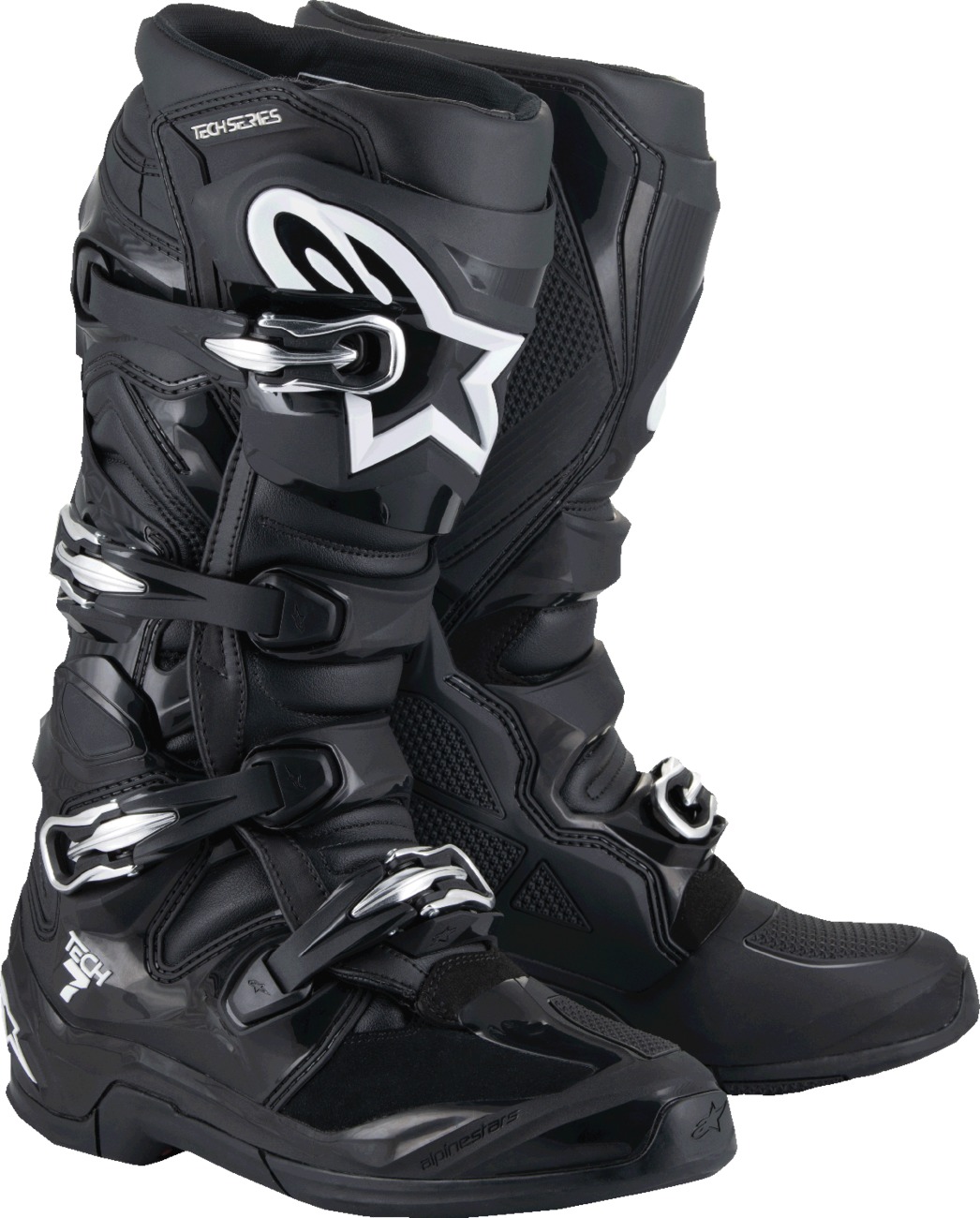 Alpinestars Tech 7 Boots Black Size 9 - Off-road riding boots in black, size 9 - Click Image to Close
