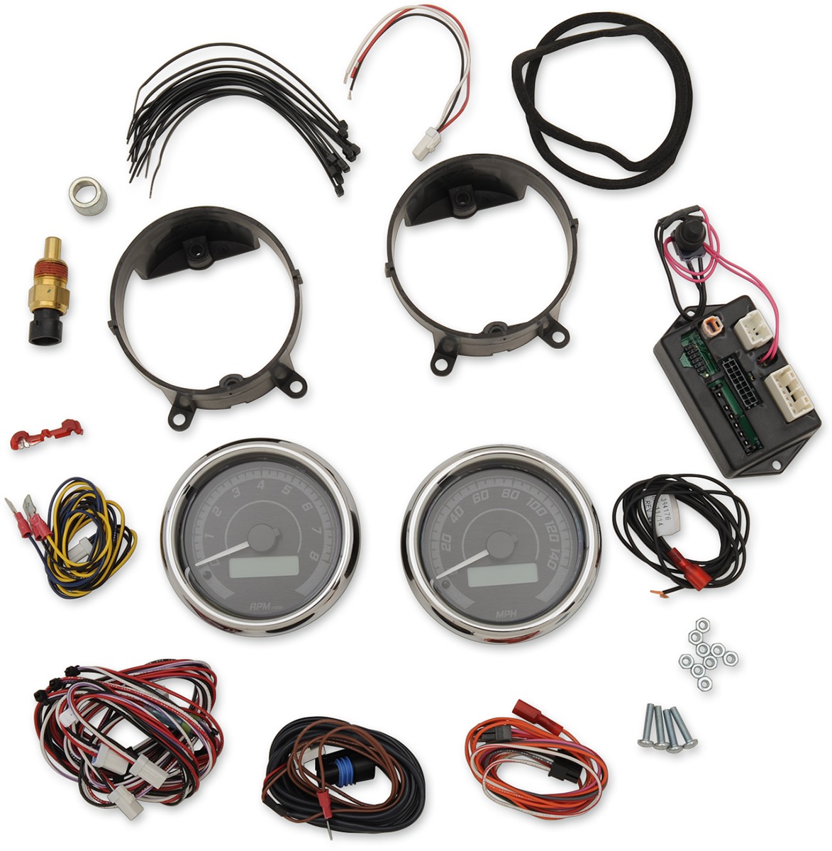 Dakota Digital MVX Two-Gauge Kit Black/Grey Chrome Bezel - Click Image to Close