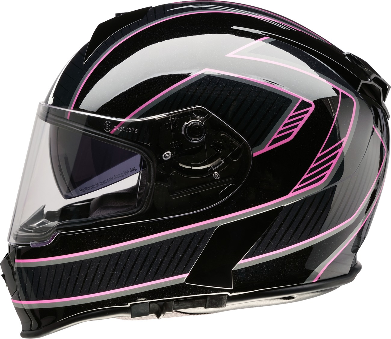 Z1R Warrant Amplify Helmet Large Pink/Black Gloss - Full face helmet with drop-down sun visor - Click Image to Close