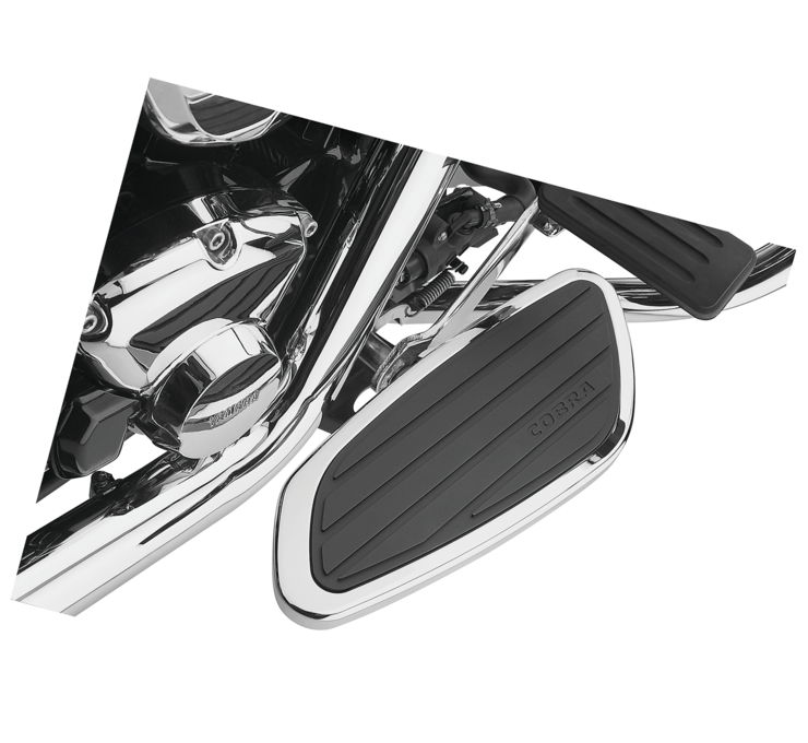 Swept Driver Floorboards Chrome/Black - For 11-15 Yamaha XVS13 Stryker - Click Image to Close