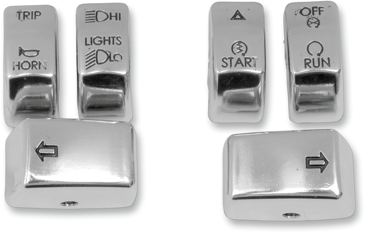 Drag Specialties Switch Cap Kit Chrome For Harley-Davidson 2011 - Chrome switch cap kit, 6-piece. For Harley 2011 models - Click Image to Close