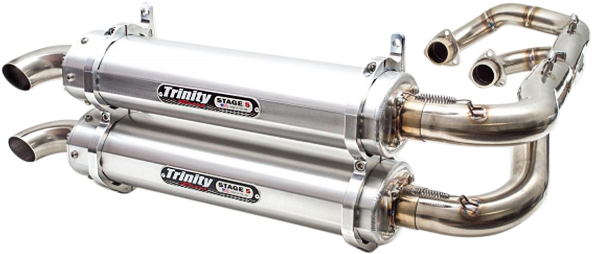 Stage 5 Full Exhaust - Dual Brushed Mufflers - For 16-21 RZR S & Defender 1000 - Click Image to Close