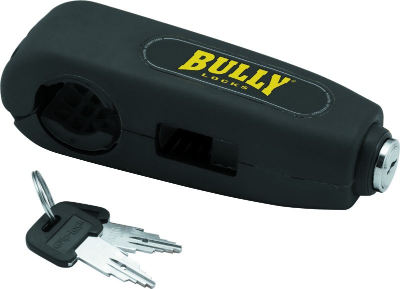 BikeMaster Bully Grip Lock Black Motorcycle Security Lock - High-visibility anti-theft grip lock, black - Click Image to Close