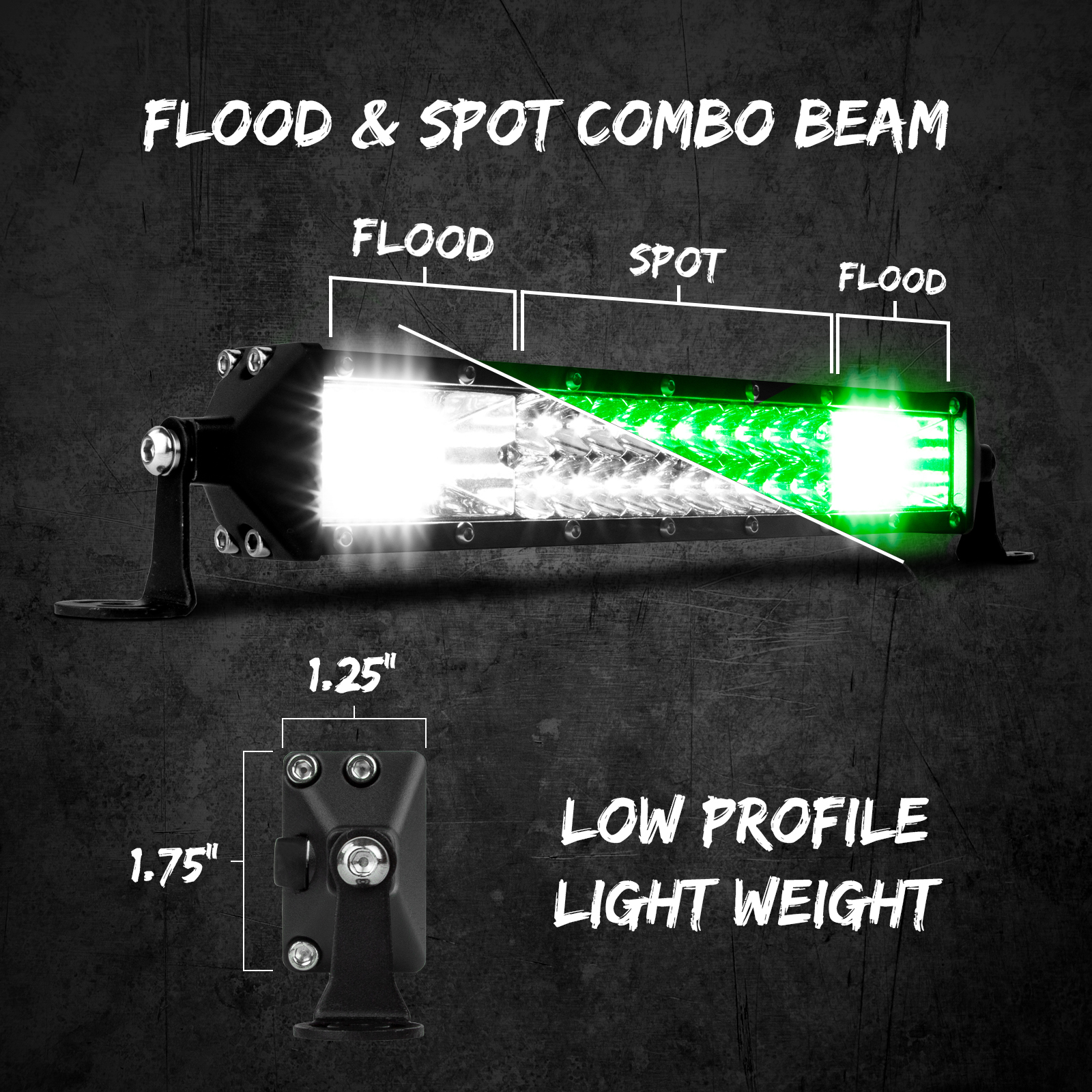 10" 2-in-1 Light Bar Green/White - Click Image to Close