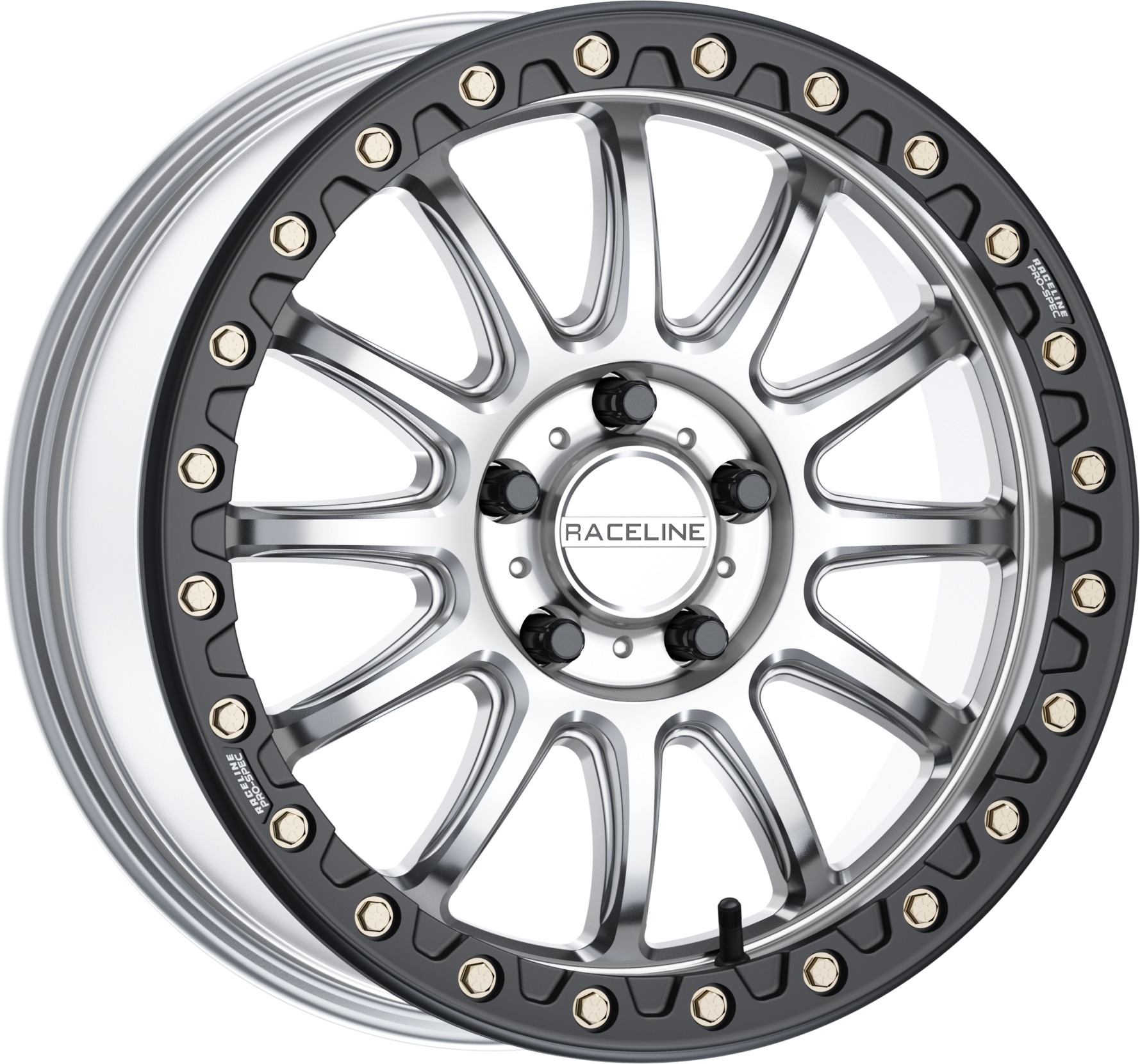 Raceline Alpha Beadlock Wheel Hyper Silver/Black 17x7 5x114.3 +40 - 17x7 beadlock wheel Hyper Silver/Black For Polaris RZR R - Click Image to Close