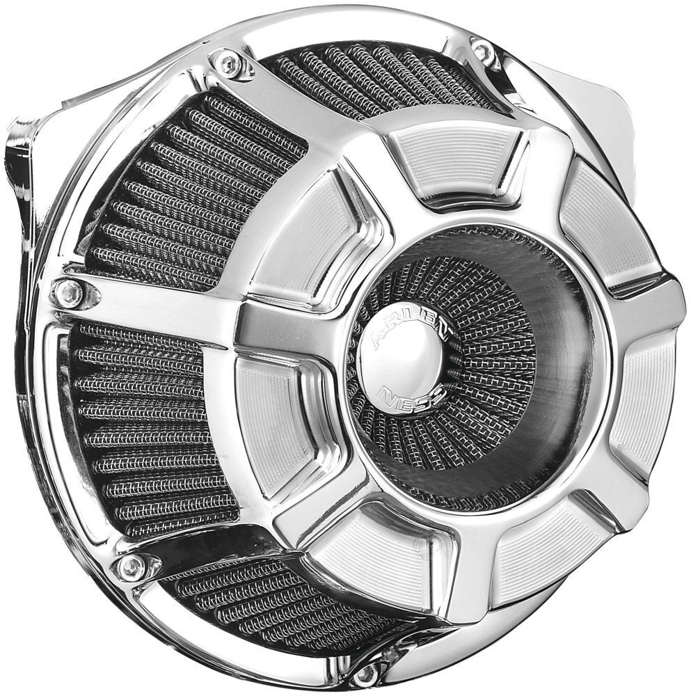 Arlen Ness Inverted Sucker Syn Filter Chrome Beveled Air Cleaner - Click Image to Close