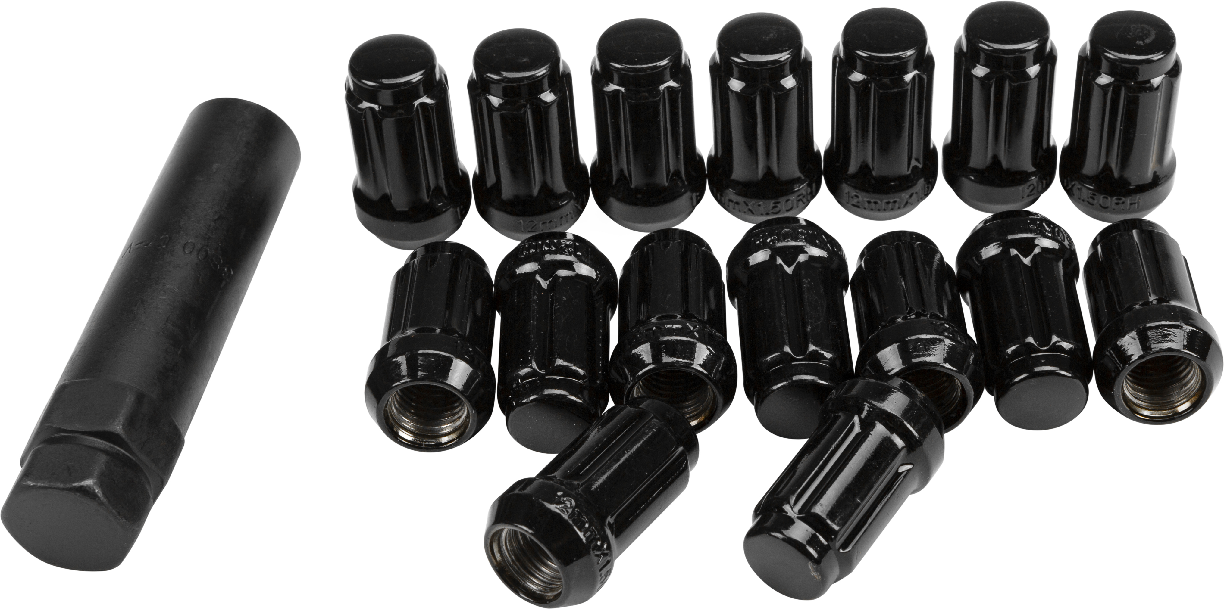 12mmx1.50 Lock Style Lug Nuts Black W/key 16/pk - Polaris RZR & CanAm Maverick/X3 - Click Image to Close