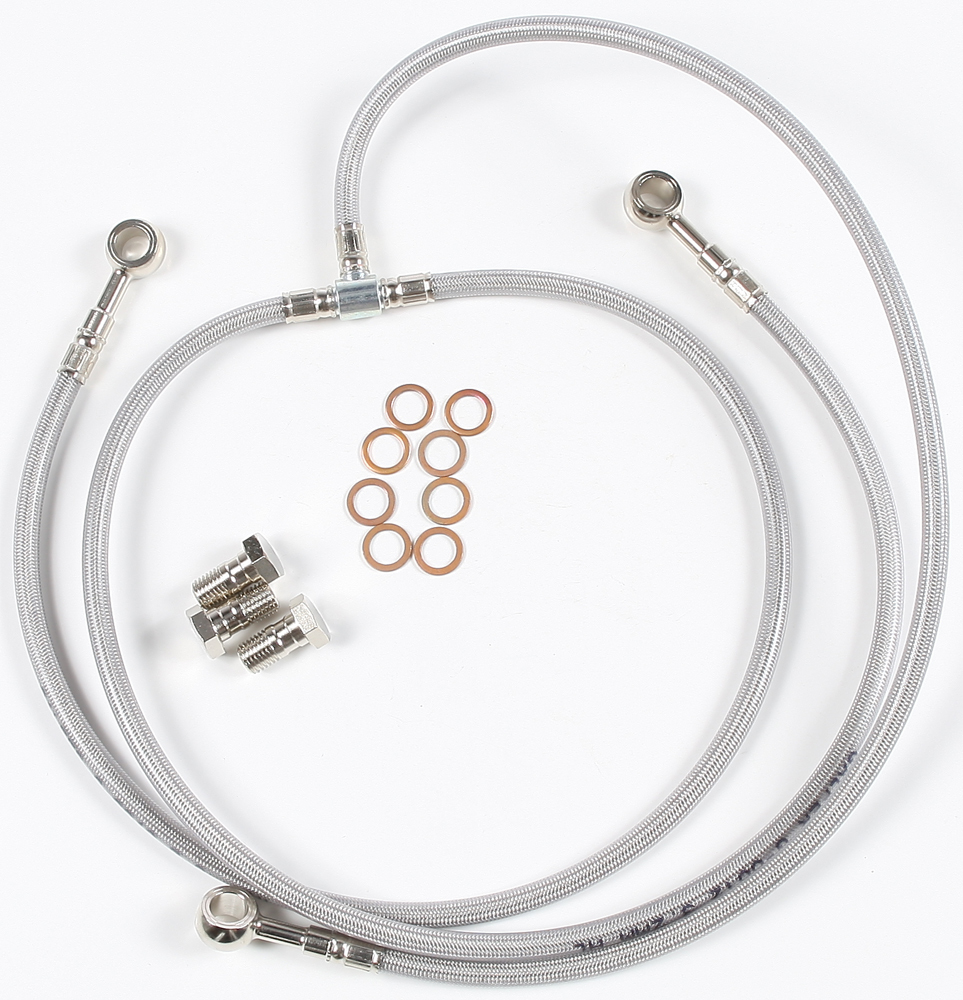 Stainless Steel 3-Line Front Hydraulic Brake Line - For 90-04 Yamaha YFM350XWarrior - Click Image to Close