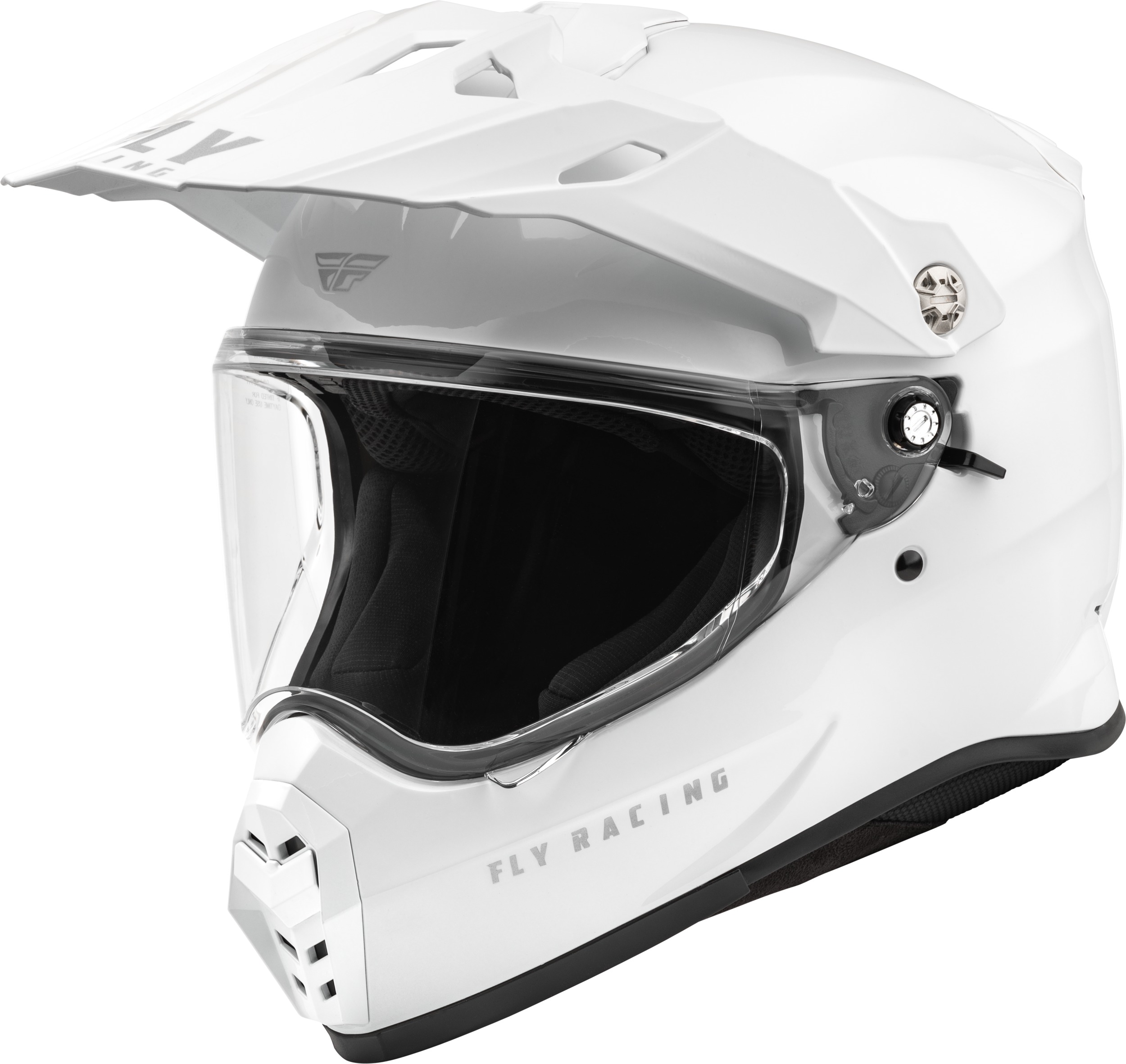 Fly Racing Trekker Solid Helmet White X-Small - Full-face dual sport helmet, White, X-Small - Click Image to Close