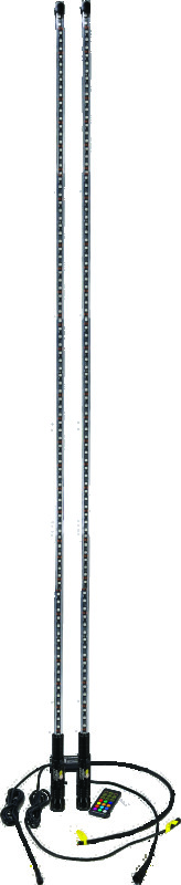 QuadBoss 6Ft Clear Bluetooth Dual LED Whip Lights - Click Image to Close