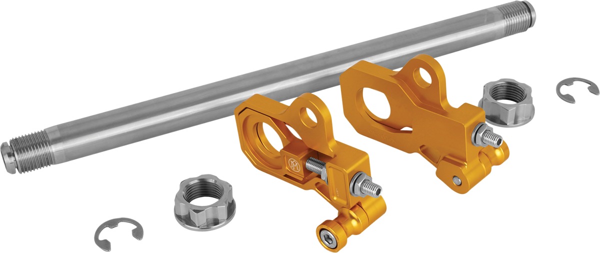Performance Machine Rear Axle Adjuster Kit Gold Ano - Click Image to Close