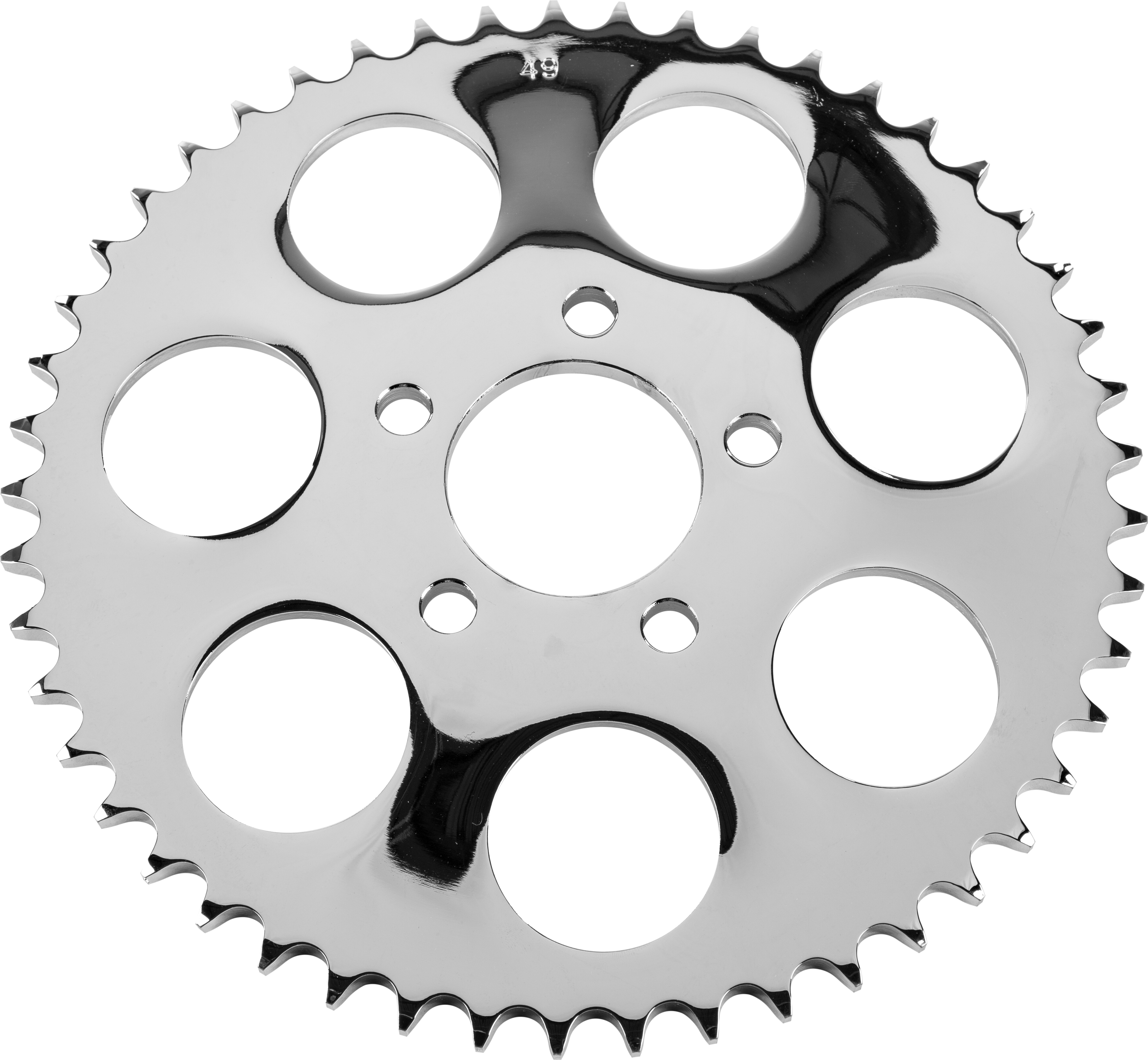 HardDrive Rear Sprocket 49T Chrome Dished For Big Twin 2000-2013 - 49 tooth chrome rear sprocket for Big Twin 00-13 - Click Image to Close