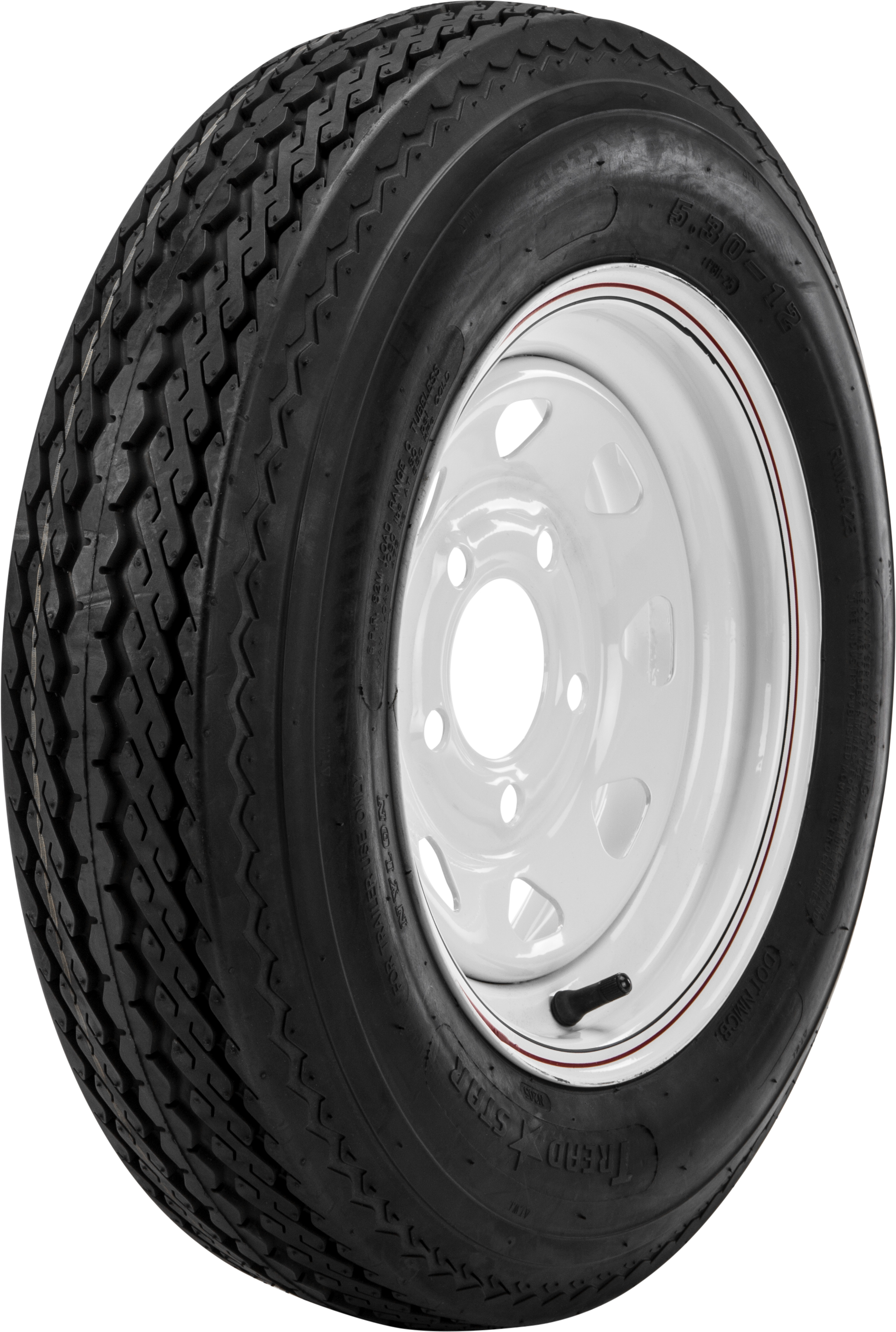 Trailer Tire & 8 Spoke Steel Wheel Assembly - 5.3-12 Tire on 12x4 - 5 on 4.5 Wheel - Click Image to Close