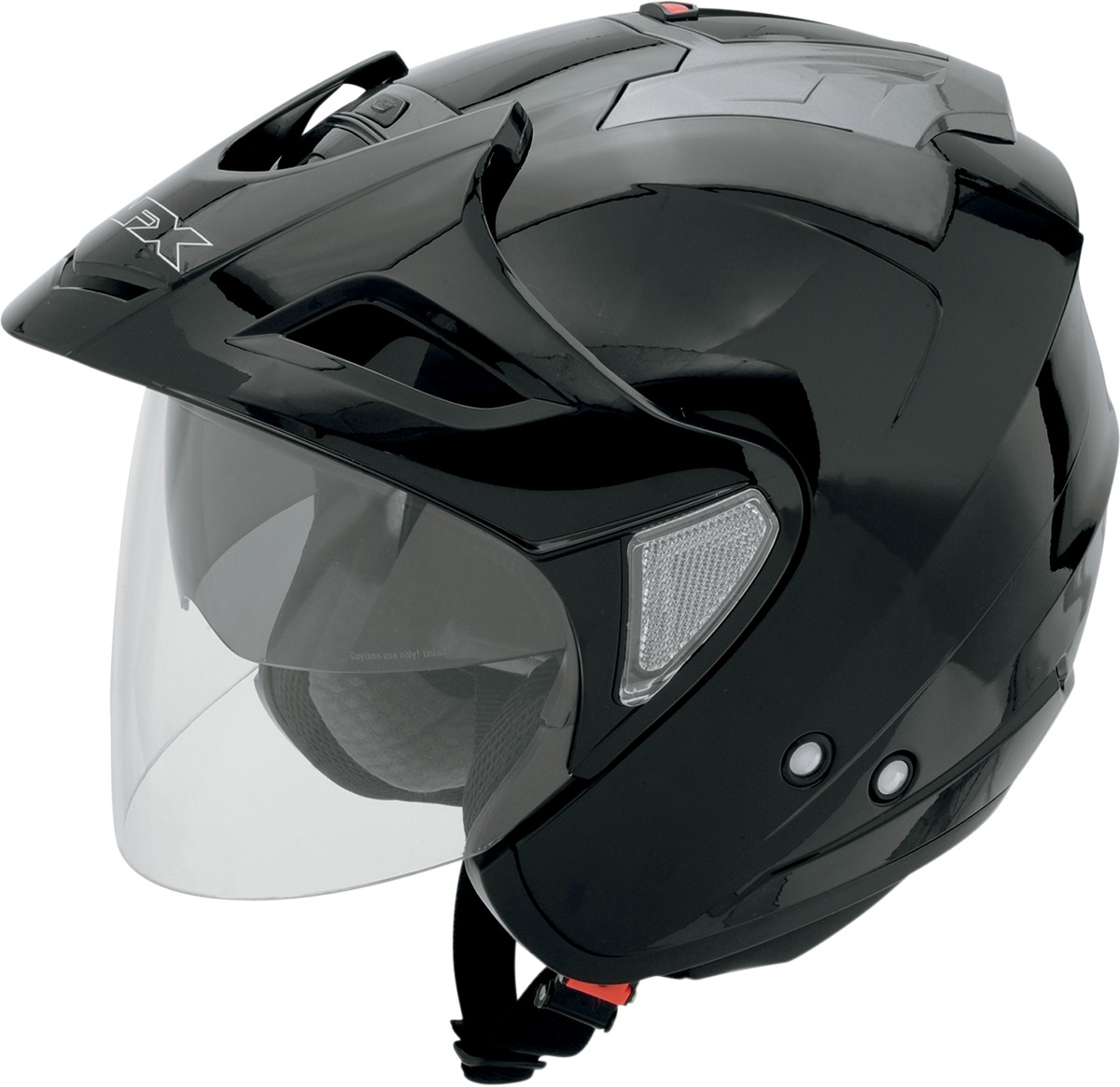FX-50 Open Face Street Helmet Gloss Black Medium - Click Image to Close