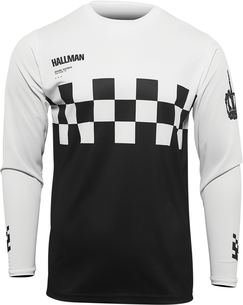 Thor Hallman Differ Cheq Jersey 3XL Black White Men's - Moisture wicking race jersey 3XL Black/White - Click Image to Close