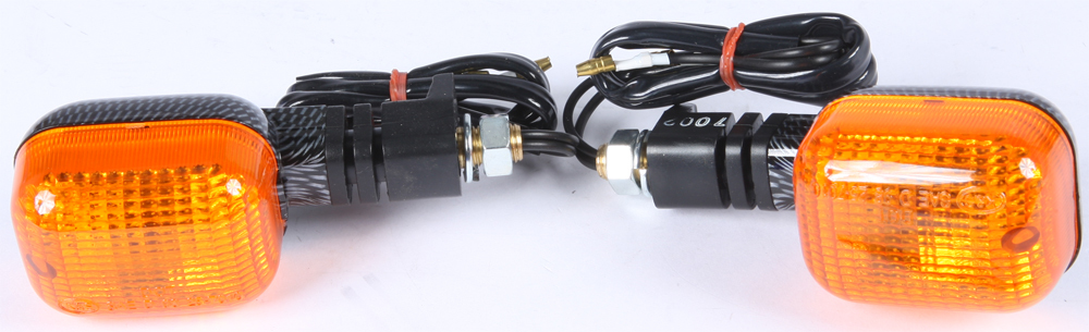 K&S Universal DOT Turn Signal Lights Carbon Amber Pair - Universal DOT turn signals, carbon finish, amber lens - Click Image to Close