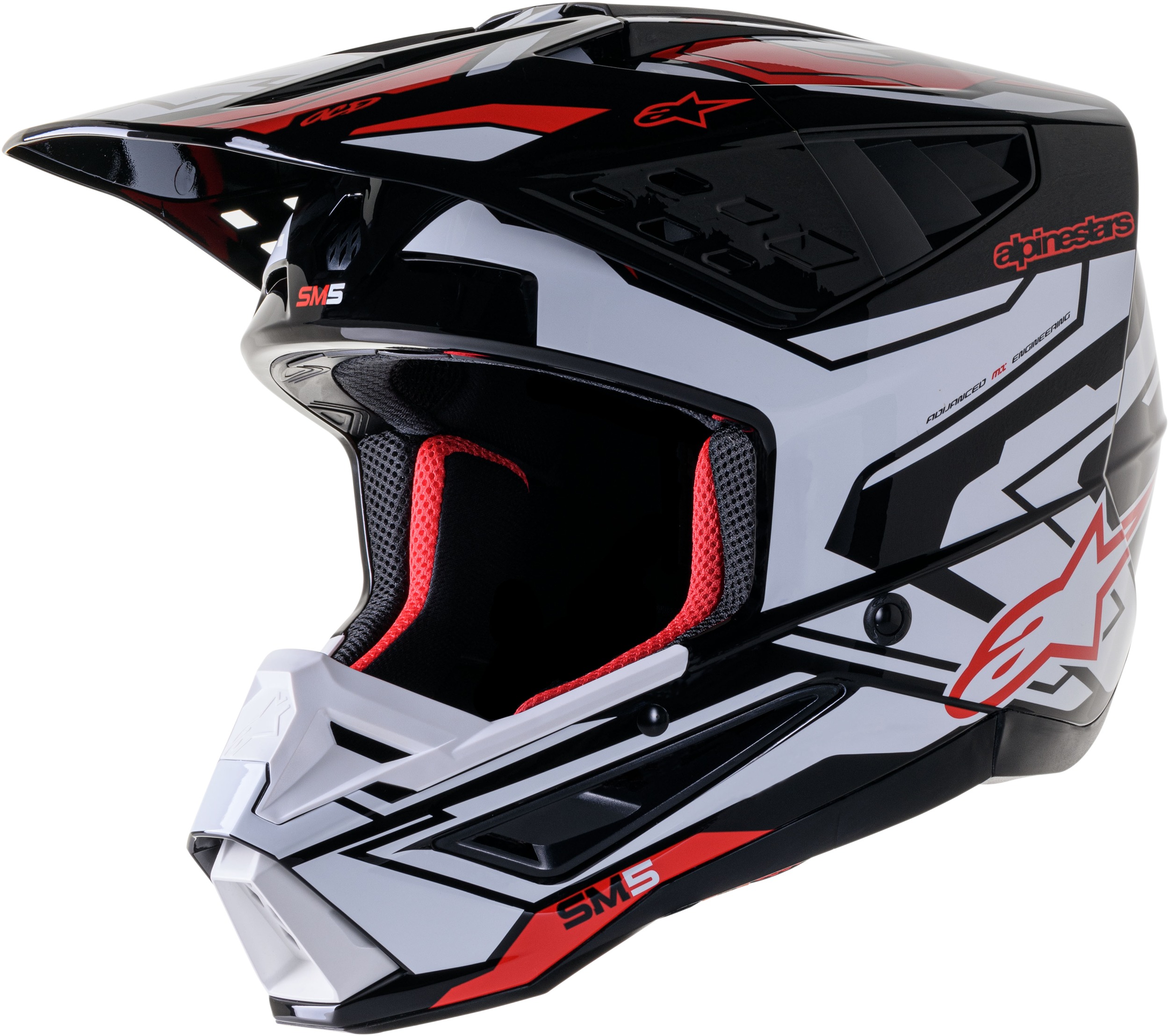 Alpinestars S-M5 Action 2 Helmet Medium Black/White/Red - Click Image to Close