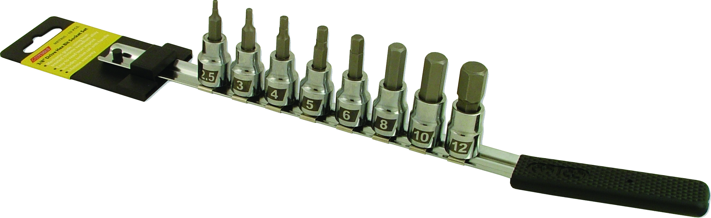 8Pc Hex/Allen Metric Socket Bit Set 2.5mm,3mm,4mm,5mm,6mm,8mm,10mm,12mm 3/8" Drv - Click Image to Close