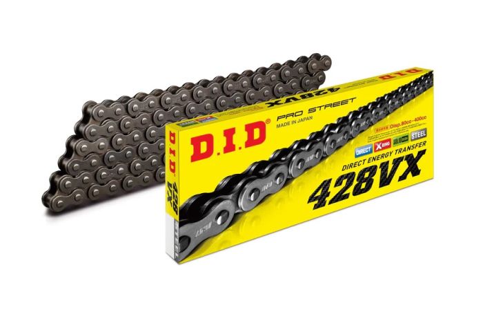D.I.D 428VX X-Ring Chain 118 Link Natural - X-Ring sealed 428 chain, 118 links, Natural finish - Click Image to Close