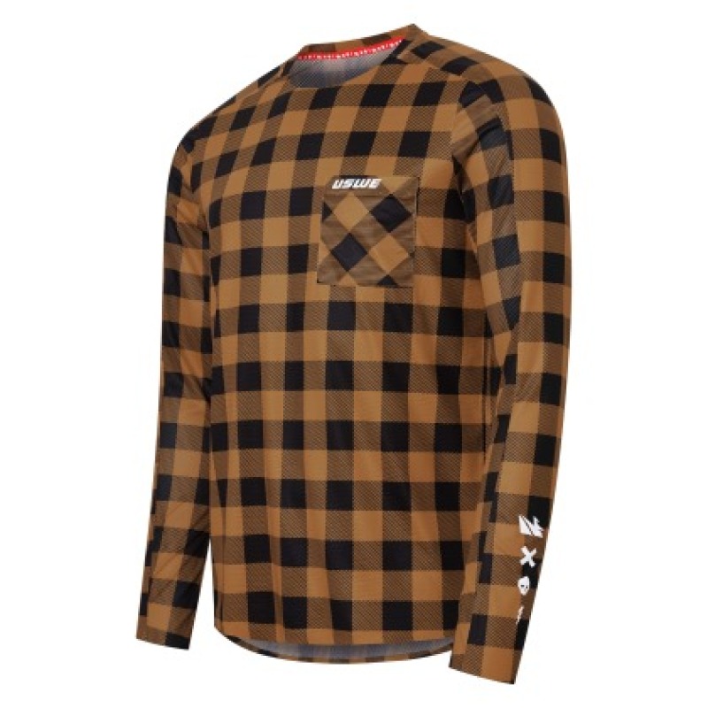 USWE Flannel Long Sleeve Off-Road Jersey Bronze 2XL - Lightweight flannel jersey, size 2XL, color Bronze - Click Image to Close