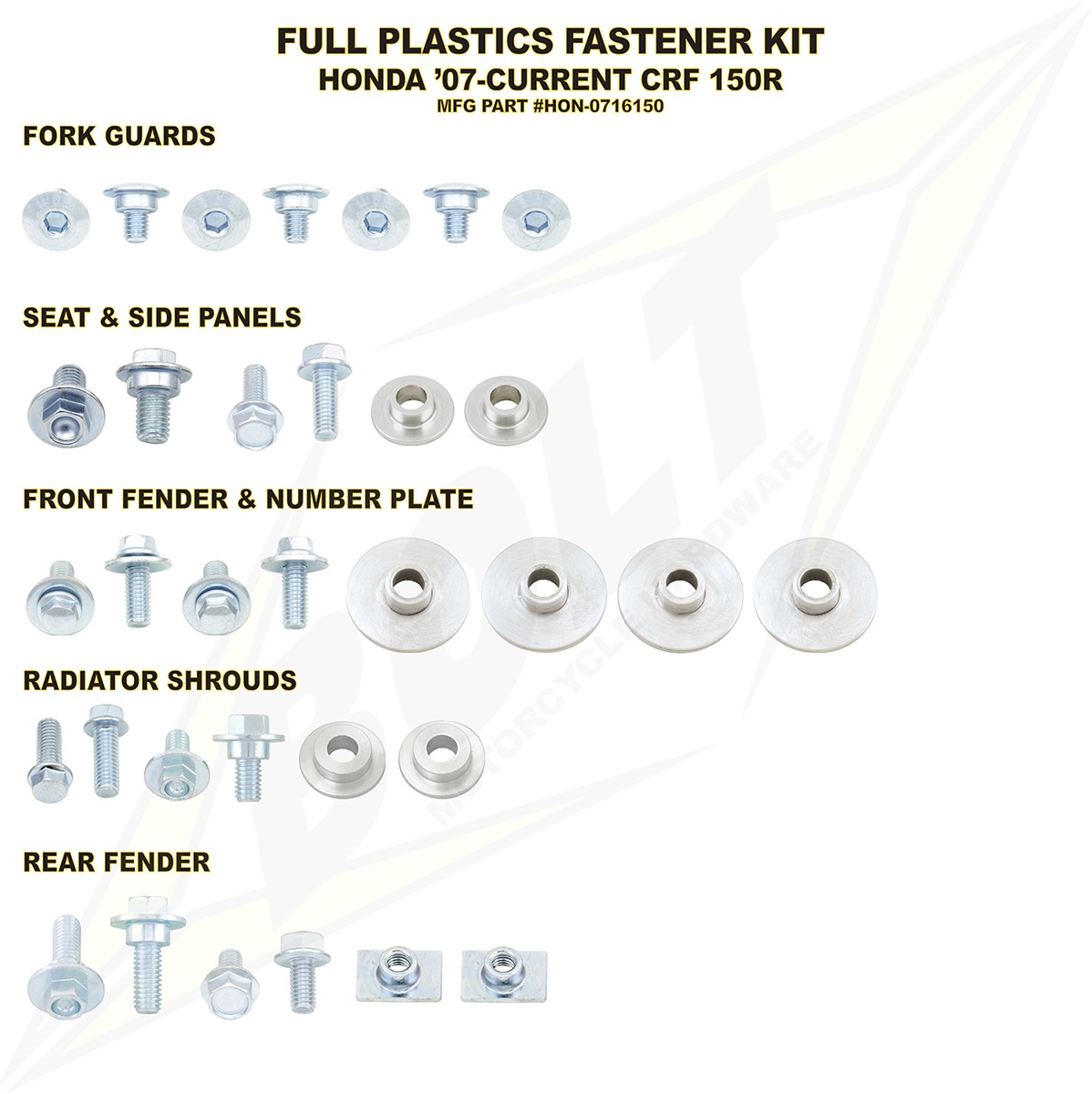Full Plastic Fastener Kit - For 07-23 Honda CRF150R / Expert - Click Image to Close